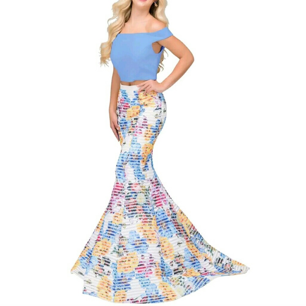 Jovani style 42800A multi colors print 2pcs dress